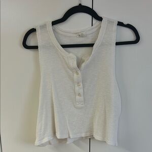 Aerie White Sleeveless Polo Crop Tank